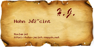 Hohn Jácint névjegykártya